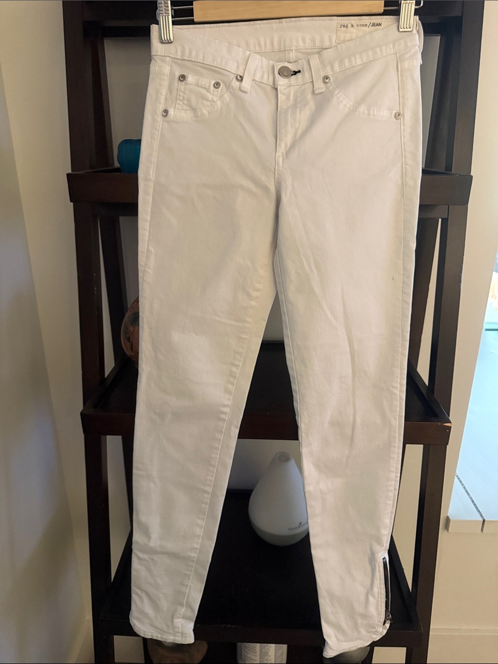 RAG & BONE Women White Low Rise Zip Ankle Denim Skinny Jeans W26
